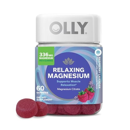 OLLY Entspannende Magnesium Gummibärchen – Magnesiumcitrat, Himbeer-Lavendel-Geschmack, 15-Tage-Vorrat (60 Stück)