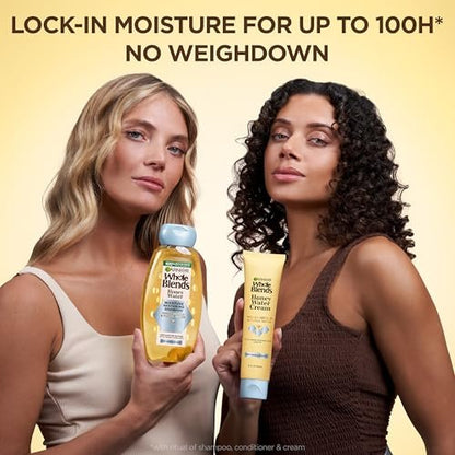 Garnier Whole Blends Honigwassercreme – 100 Stunden Feuchtigkeitssperre für trockenes Haar und Kopfhaut, Honignektar und Blütenwasser, Packung mit 2 Flaschen (je 150 ml)