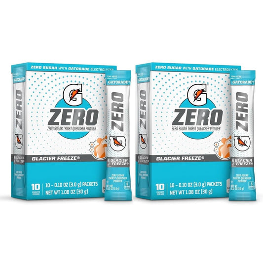 First Leaf G Zero Pulverpackungen mit Elektrolyten, Vitaminen und ohne Zucker, 20 Stück (2er-Pack) (20 Packungen, Gletscherfrost)