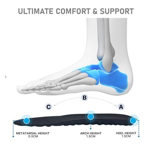 VivoFoot 2 Paar Memory Foam Einlegesohlen für Herren & Damen, 4D Cloud-Polsterung, weiche Komforteinlagen für langes Stehen und Gehen, Stoßdämpfung, zuschneidbar (Herren 7-11, Schwarz)