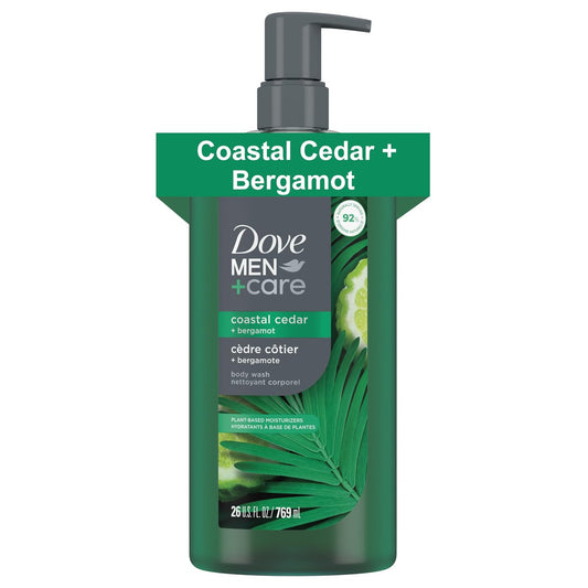 DOVE MEN + CARE Coastal Cedar & Bergamot Feuchtigkeitsspendendes Duschgel für Männer | Nr. 1 Dermatologen Duschgel für Männer, Sulfat-, Paraben- & Farbstofffrei | 26 oz