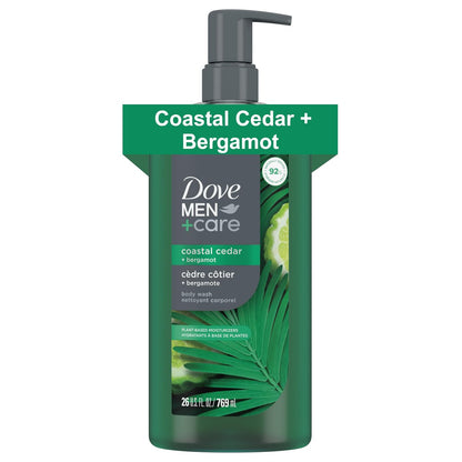 DOVE MEN + CARE Coastal Cedar & Bergamot Feuchtigkeitsspendendes Duschgel für Männer | Nr. 1 Dermatologen Duschgel für Männer, Sulfat-, Paraben- & Farbstofffrei | 26 oz