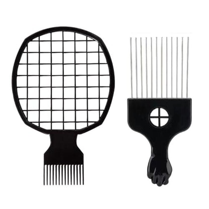 Upgraded Haar-Twist-Kamm Haar-Sponge-Bürste und Metall-Agro-Haarpick-Kamm-Set für schwarze Männer Frauen Locken, 2-in-1 Afro-Haar-Curl-Pick-Kämme Lockenbürste (2 Stück)
