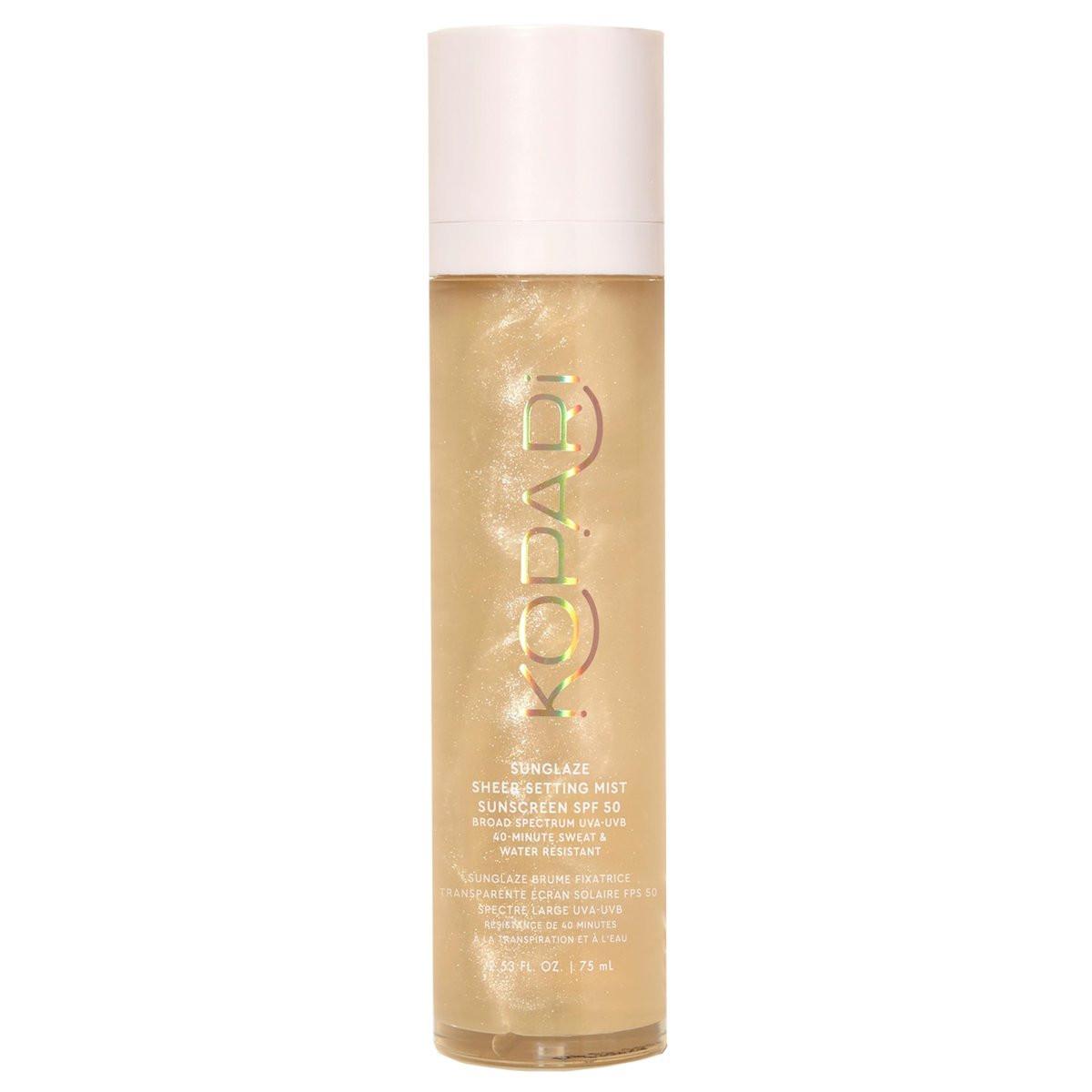 Kopari Sunglaze Sheer Setting Mist Sonnenschutz SPF 50 – Feuchtigkeitsspendender, leichter Setting Spray mit Hyaluronsäure für einen strahlenden, dewy Finish, 75 ml