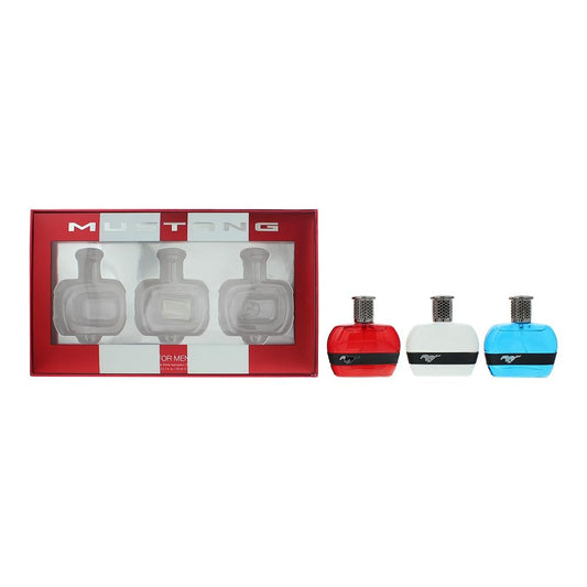 Mustang Herren Duft Geschenkset, 3-teilige Kollektion mit Red, White und Blue Eau de Toilette, je 30 ml
