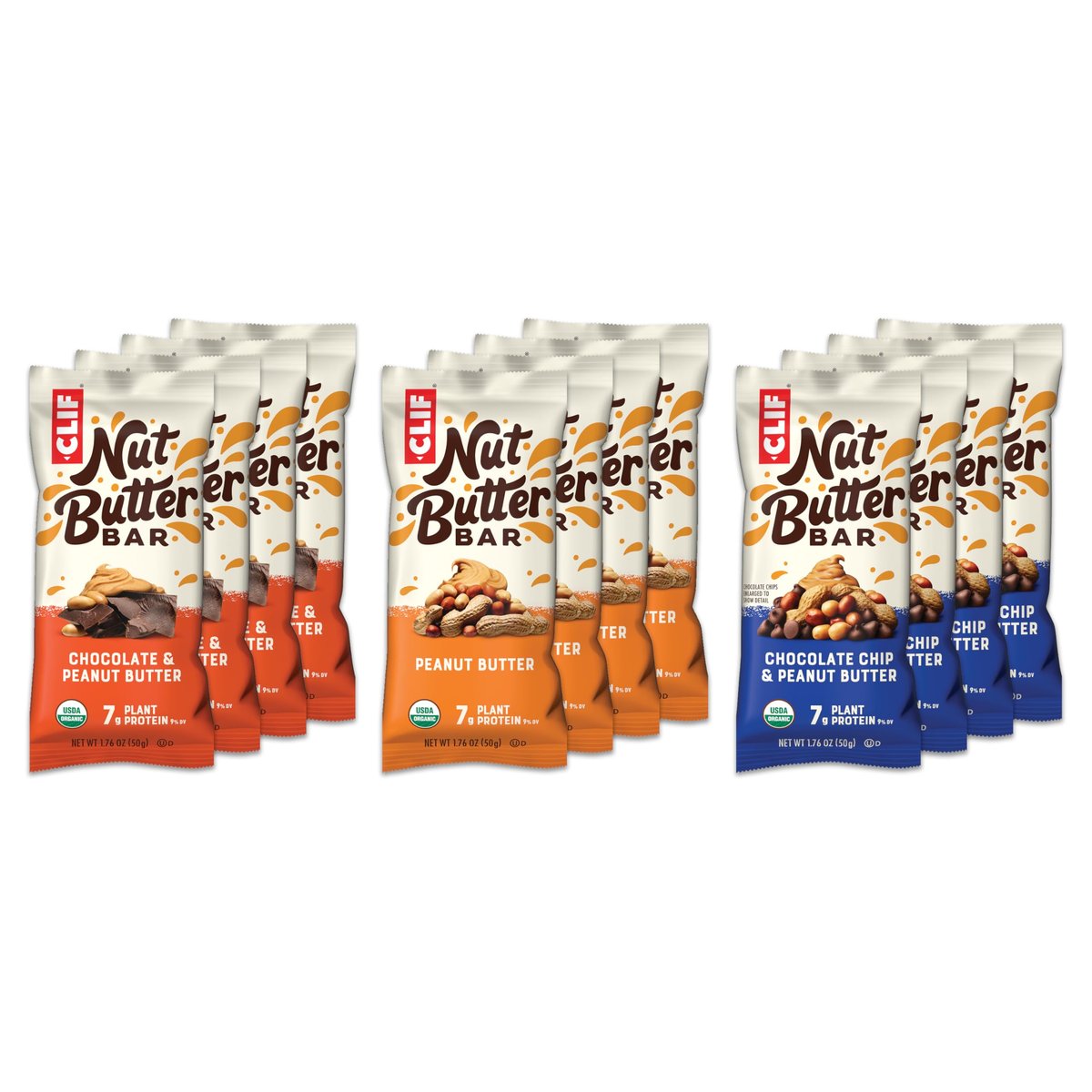 Clif Nut Butter Bar - Sortenpaket - Erdnussbutter-Energieriegel - Nicht-GVO - USDA Bio - Pflanzlich - Niedriger glykämischer Index - 1,76 oz (12er-Pack)