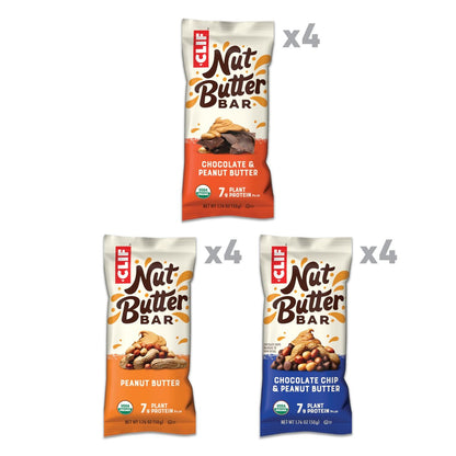 Clif Nut Butter Bar - Sortenpaket - Erdnussbutter-Energieriegel - Nicht-GVO - USDA Bio - Pflanzlich - Niedriger glykämischer Index - 1,76 oz (12er-Pack)