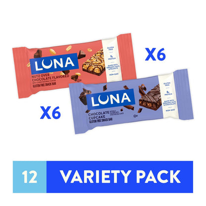 LUNA Bar - Sortenpaket - 2 Geschmacksrichtungen - glutenfreie Snackriegel - Non-GMO - Proteinriegel - mit Bio-Hafer (12er-Pack)