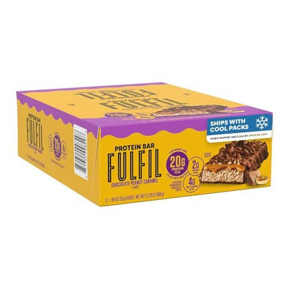 FULFIL Protein Riegel Schokolade Erdnuss Karamell Geschmack, Glutenfrei mit 20g Protein, Vorratspack, 12er Pack