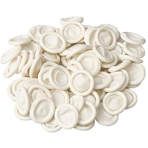 RIKWOG Fingerlinge, Medium, Latex, Antistatisch, Fingerkuppenschutz, Einweg, Weiß (ca. 150 Stück)