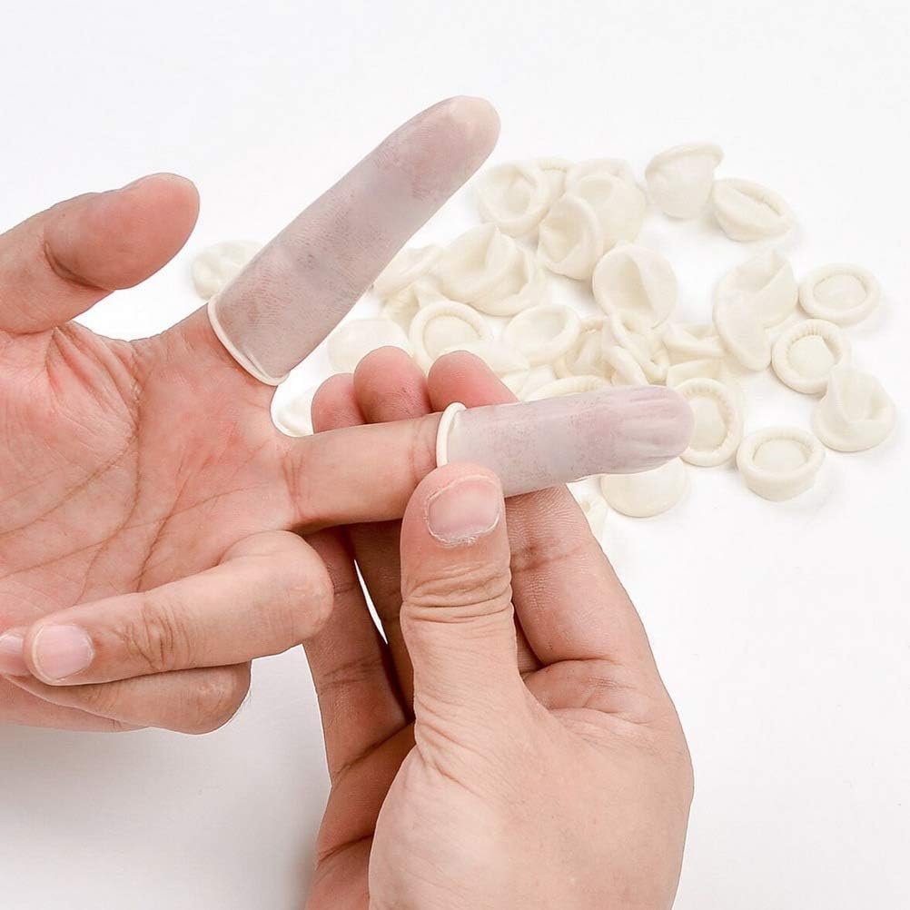 RIKWOG Fingerlinge, Medium, Latex, Antistatisch, Fingerkuppenschutz, Einweg, Weiß (ca. 150 Stück)