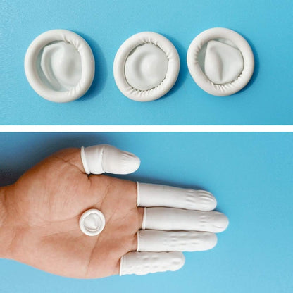 RIKWOG Fingerlinge, Medium, Latex, Antistatisch, Fingerkuppenschutz, Einweg, Weiß (ca. 150 Stück)