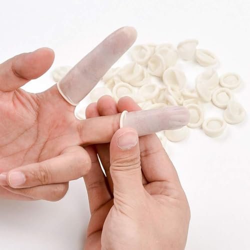 RIKWOG Fingerlinge, Medium, Latex, Antistatisch, Fingerkuppenschutz, Einweg, Weiß (ca. 150 Stück)