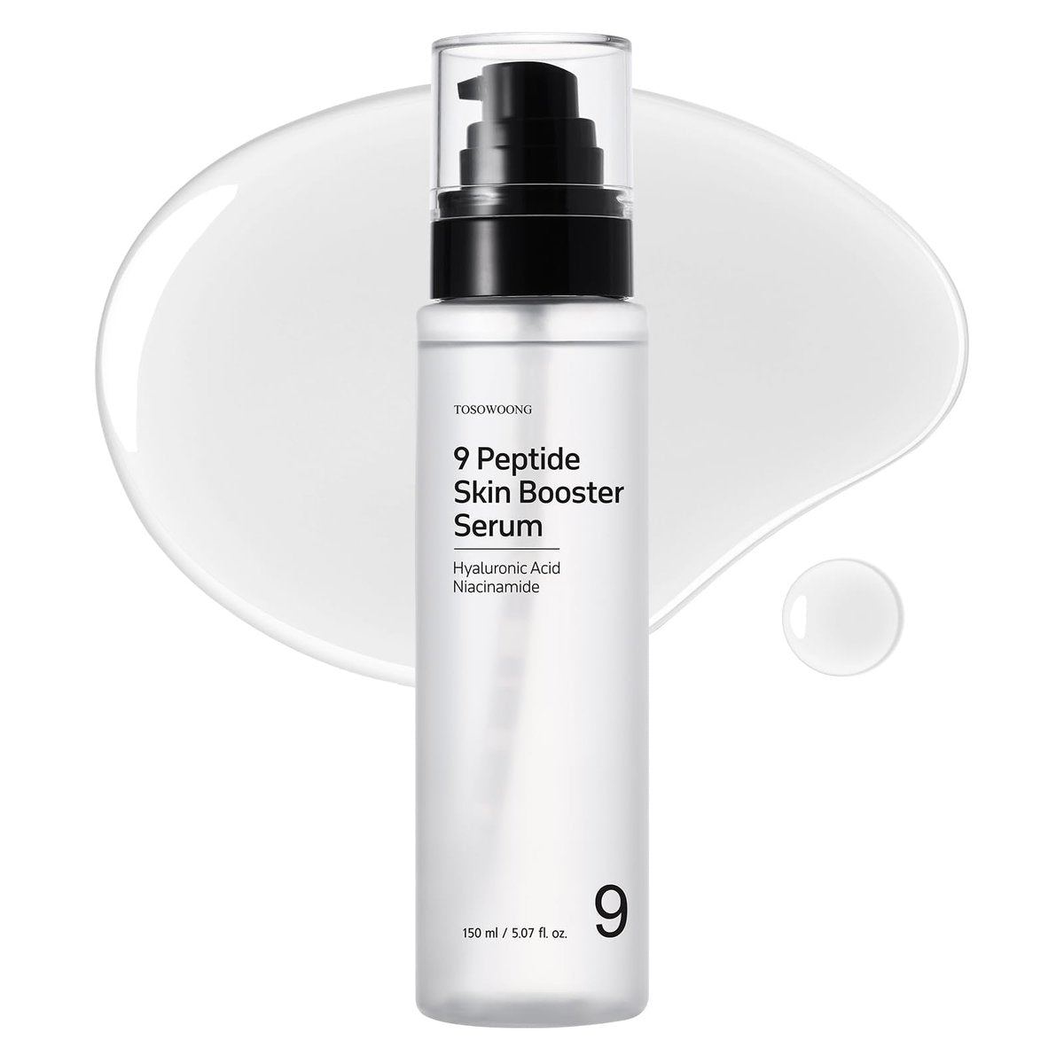 TOSOWOONG 9 Peptide Skin Booster Serum mit Niacinamid & Hyaluronsäure – Hauterneuerndes Gesichtsserum für alle Hauttypen, 150ml