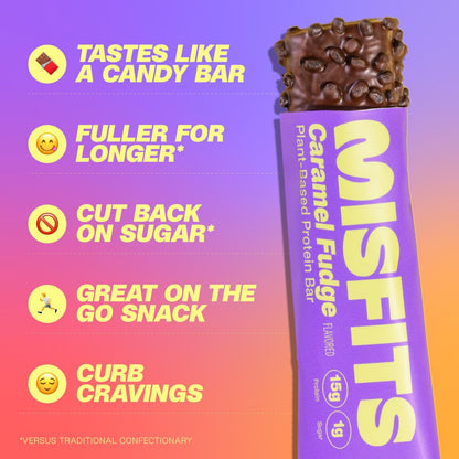 Misfits Protein Bar Variety Pack | 14-15g Protein, 1g Zucker, pflanzlich, Low Carb, glutenfrei – Probierpaket mit 5 Riegeln in verschiedenen Geschmacksrichtungen
