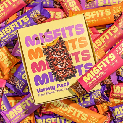 Misfits Protein Bar Variety Pack | 14-15g Protein, 1g Zucker, pflanzlich, Low Carb, glutenfrei – Probierpaket mit 5 Riegeln in verschiedenen Geschmacksrichtungen