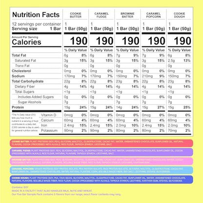 Misfits Protein Bar Variety Pack | 14-15g Protein, 1g Zucker, pflanzlich, Low Carb, glutenfrei – Probierpaket mit 5 Riegeln in verschiedenen Geschmacksrichtungen