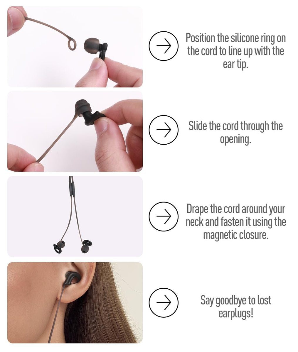 Hearprotek Ohrstöpsel Lanyard mit magnetischem Steckverbinder – flexibles Silikonband für Gehörschutz, zugfest, kompatibel mit den meisten Ohrstöpseln