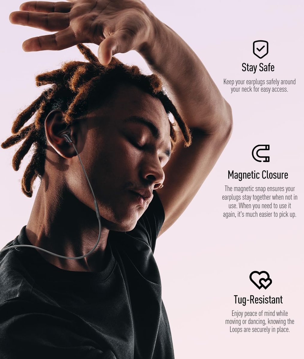 Hearprotek Ohrstöpsel Lanyard mit magnetischem Steckverbinder – flexibles Silikonband für Gehörschutz, zugfest, kompatibel mit den meisten Ohrstöpseln