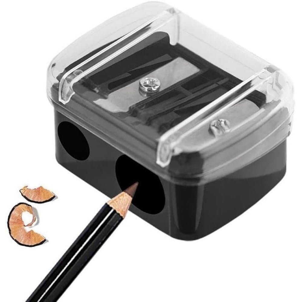 Eyeliner Stiftanspitzer – Doppelloch-Anspitzer für Make-up-Stifte, Präzisionsspitzer für Eyeliner & Lipliner, Universeller Kosmetikspitzer in Schwarz