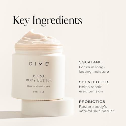 DIME Beauty Biome Body Butter – 5 Unzen, pflegende Hautbutter für gesunde Mikrobiom-Pflege