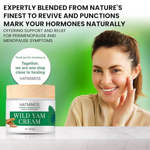 HATMIMOS Wild Yam Creme – 56g Bio Wild Yam Wurzel Creme für Hormonbalance, Unterstützung bei Perimenopause & Wechseljahre, Progesteron, Wild Yam Creme für Frauen & Männer, unparfümiert für alle Hauttypen