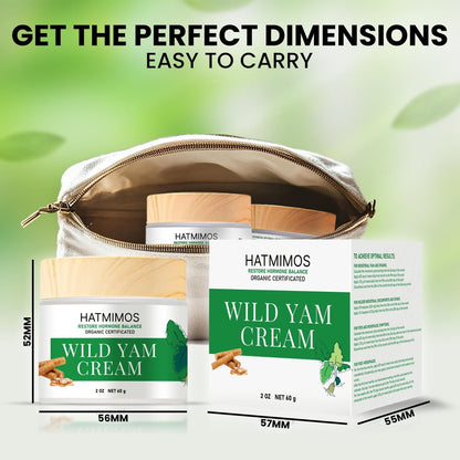 HATMIMOS Wild Yam Creme – 56g Bio Wild Yam Wurzel Creme für Hormonbalance, Unterstützung bei Perimenopause & Wechseljahre, Progesteron, Wild Yam Creme für Frauen & Männer, unparfümiert für alle Hauttypen