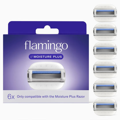 Flamingo Moisture Plus Rasierklingen für Frauen – 6 Stück – Nachfüllklingen für Moisture Plus Rasierer – Kein Rasiergel nötig