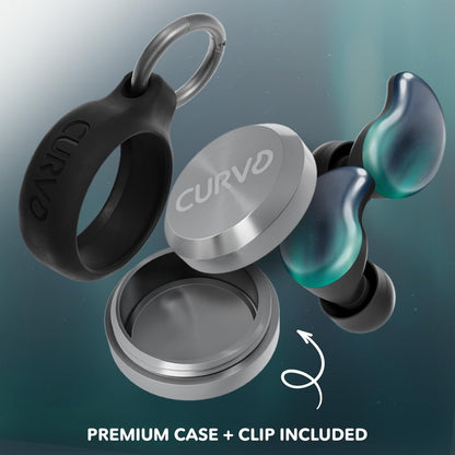 CURVD Cliq Noise Cancelling Ear Plugs – Wiederverwendbare Konzert-Ohrstöpsel mit austauschbaren Hüllen, 5 Größen und Reiseetui – Stilvoll, bequem und individuell anpassbar