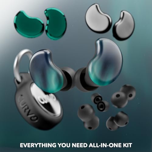 CURVD Cliq Noise Cancelling Ear Plugs – Wiederverwendbare Konzert-Ohrstöpsel mit austauschbaren Hüllen, 5 Größen und Reiseetui – Stilvoll, bequem und individuell anpassbar