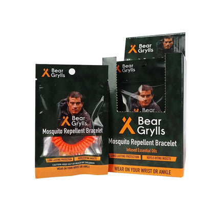Bear Grylls Mücken-Abwehrarmbänder für Erwachsene & Kinder – Natürliche DEET-freie Bänder, einzeln verpackt, 10er-Pack