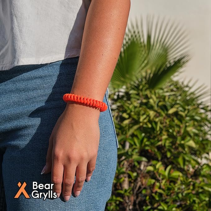 Bear Grylls Mücken-Abwehrarmbänder für Erwachsene & Kinder – Natürliche DEET-freie Bänder, einzeln verpackt, 10er-Pack