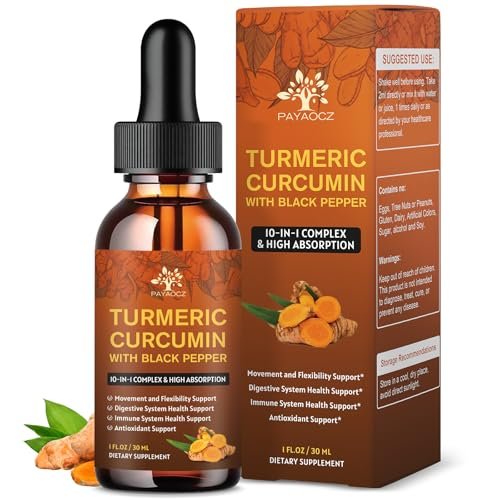 (2er Pack) Bio-Turmerikum Curcumin mit Schwarzem Pfeffer und Ingwer – Flüssige Turmeric-Extrakt-Tropfen (mit Zimt, Rosmarin) – Unterstützt Beweglichkeit und Flexibilität sowie Verdauungsgesundheit – 2x 30 ml