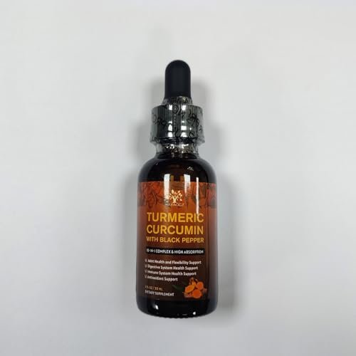(2er Pack) Bio-Turmerikum Curcumin mit Schwarzem Pfeffer und Ingwer – Flüssige Turmeric-Extrakt-Tropfen (mit Zimt, Rosmarin) – Unterstützt Beweglichkeit und Flexibilität sowie Verdauungsgesundheit – 2x 30 ml
