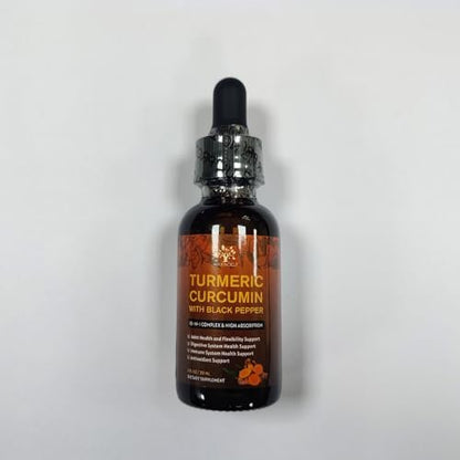 (2er Pack) Bio-Turmerikum Curcumin mit Schwarzem Pfeffer und Ingwer – Flüssige Turmeric-Extrakt-Tropfen (mit Zimt, Rosmarin) – Unterstützt Beweglichkeit und Flexibilität sowie Verdauungsgesundheit – 2x 30 ml