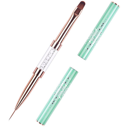 Ycyan Doppelendiger UV Builder Gel Nailpinsel mit Strassgriff – Nail Art Liner Pinsel für Polygel & Hard Gel