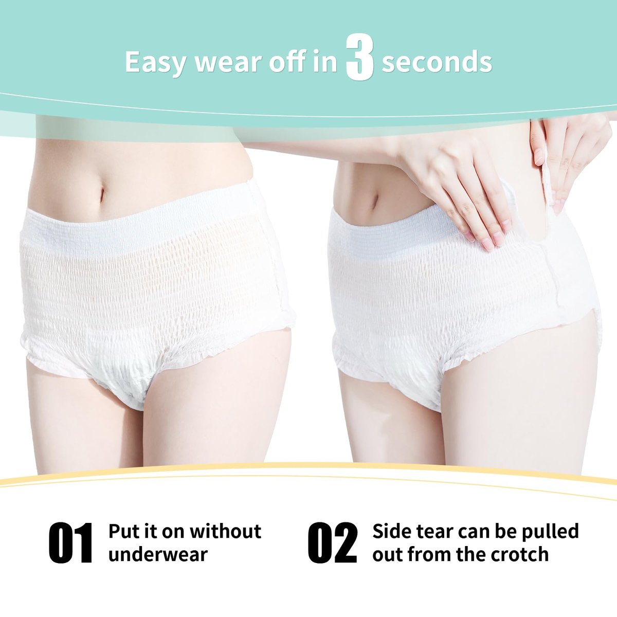 BezBezz Einweg Menstruationsunterwäsche für Damen S/M, 360° auslaufsichere Periodenslips für starke Tage, Nacht, Wochenbett und Inkontinenz, geruchskontrollierend, atmungsaktiv, bequem & sicher, 6 Stück