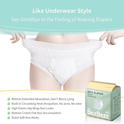 BezBezz Einweg Menstruationsunterwäsche für Damen S/M, 360° auslaufsichere Periodenslips für starke Tage, Nacht, Wochenbett und Inkontinenz, geruchskontrollierend, atmungsaktiv, bequem & sicher, 6 Stück