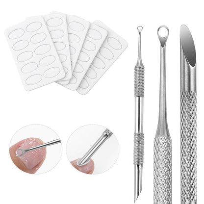 KACHIMOO Nagelhautschieber mit 2 Enden, Vorbehandlung Nagelhautschieber Nagelhautentferner mit Schleifpapierblättern, Nagelkunst-Tool zur Entfernung abgestorbener Haut (1 Nagelhautschieber + 5 Schleifpapierblätter)