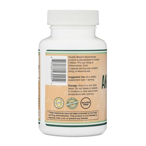 Akkermansia Probiotikum und Postbiotikum (Steigert GLP-1 Produktion) 120 Kapseln, 50 mg pro Portion (Drittanbieter getestet auf 5 Milliarden TFU pro Portion, 50 Milliarden CFU pro Gramm) von Double Wood