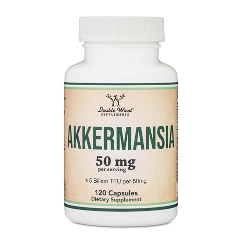 Akkermansia Probiotikum und Postbiotikum (Steigert GLP-1 Produktion) 120 Kapseln, 50 mg pro Portion (Drittanbieter getestet auf 5 Milliarden TFU pro Portion, 50 Milliarden CFU pro Gramm) von Double Wood