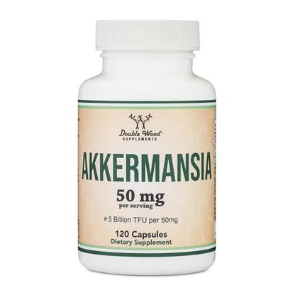 Akkermansia Probiotikum und Postbiotikum (Steigert GLP-1 Produktion) 120 Kapseln, 50 mg pro Portion (Drittanbieter getestet auf 5 Milliarden TFU pro Portion, 50 Milliarden CFU pro Gramm) von Double Wood