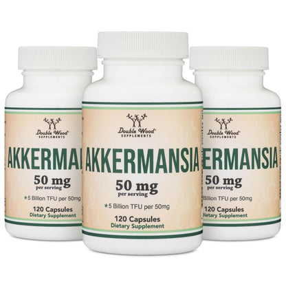 Akkermansia Probiotikum und Postbiotikum (Steigert GLP-1 Produktion) 120 Kapseln, 50 mg pro Portion (Drittanbieter getestet auf 5 Milliarden TFU pro Portion, 50 Milliarden CFU pro Gramm) von Double Wood