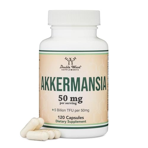 Akkermansia Probiotikum und Postbiotikum (Steigert GLP-1 Produktion) 120 Kapseln, 50 mg pro Portion (Drittanbieter getestet auf 5 Milliarden TFU pro Portion, 50 Milliarden CFU pro Gramm) von Double Wood