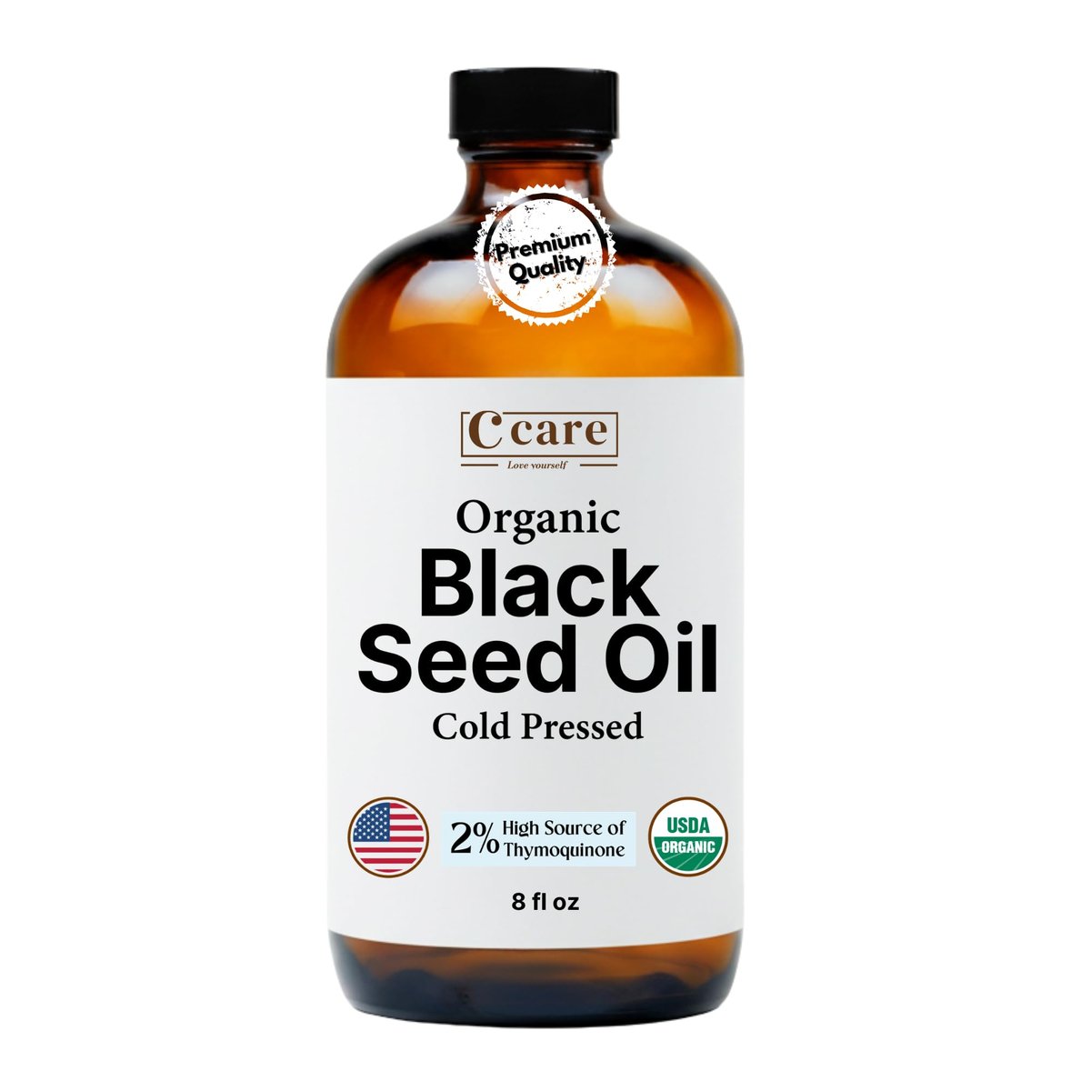 Bio Schwarzkümmelöl kaltgepresst unraffiniert in Glasflasche | USDA Bio Schwarzkümmelsamenöl | Hoher Thymochinon-Gehalt Omega 3 6 9 | Für Immununterstützung, Gelenke, Verdauung, Haare & Haut | 240 ml