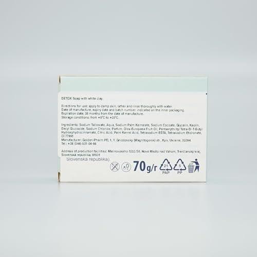 Original Herbs Detox White Clay Seife für Gesicht & Körper - 70g - 100% natürlich, feuchtigkeitsspendend, tiefenreinigend für alle Hauttypen - sanfte Hautpflege für Männer & Frauen