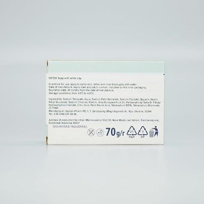 Original Herbs Detox White Clay Seife für Gesicht & Körper - 70g - 100% natürlich, feuchtigkeitsspendend, tiefenreinigend für alle Hauttypen - sanfte Hautpflege für Männer & Frauen