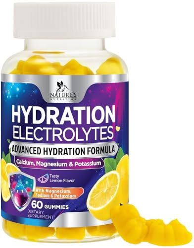 Hydration Electrolyte Gummies – Täglicher Flüssigkeitsersatz mit Mineralien, Kalium und echtem Salz – Vegan, Nicht-GVO – Leckerer Zitronengeschmack – 60 Gummis