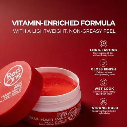 Redone Haarwachs Rot 150ml im 2er-Pack | Starker Halt & hoher Glanz | Haarstyling-Wachs für Männer & Frauen | Erdbeerduft | Gel-Wachs für Haare, Bart & Schnurrbart | Professioneller Langzeiteffekt