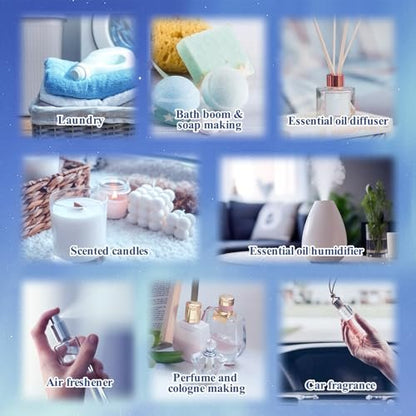 Relax Ätherische Öle Set, Diffusoröl für Zuhause, Luftbefeuchter, Kerzenherstellung, Aromatherapie - Stressabbau, Beruhigung, Entspannung, Meditation, Reinigung, 6x10ml